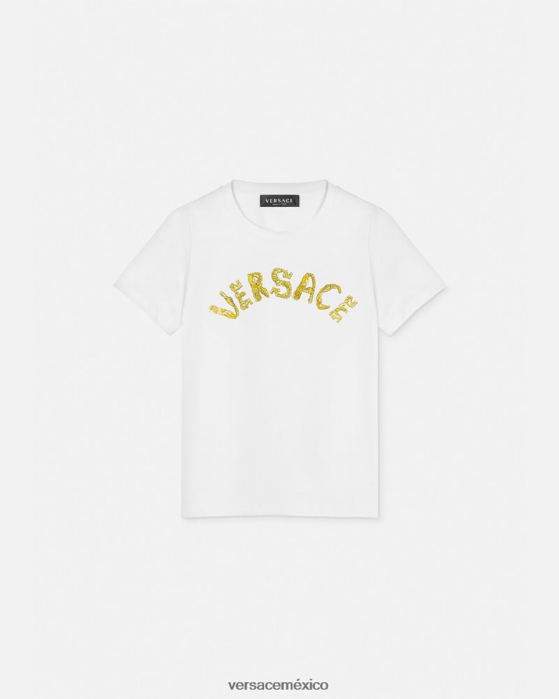 Versace camiseta con logo Oro blanco ropa niños 84626J1933