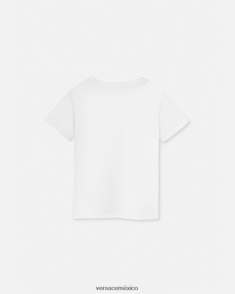 Versace camiseta con logo de cristal blanco ropa niños 84626J2020