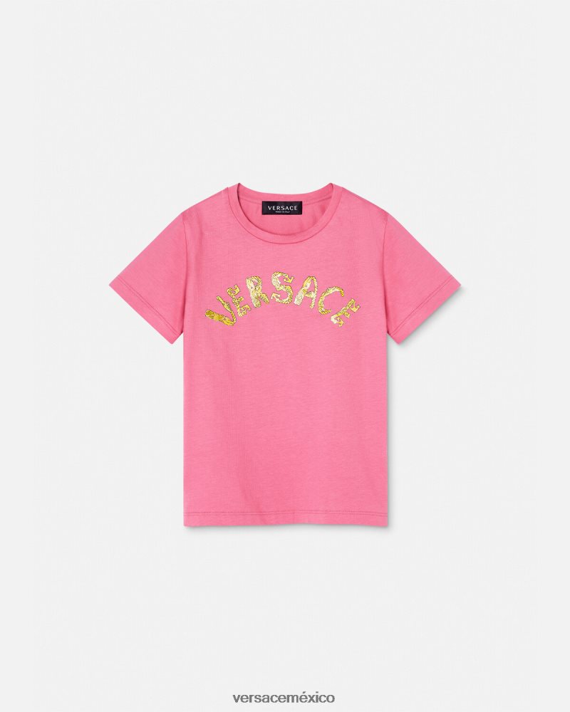 Versace camiseta con logo rosa ropa niños 84626J1932