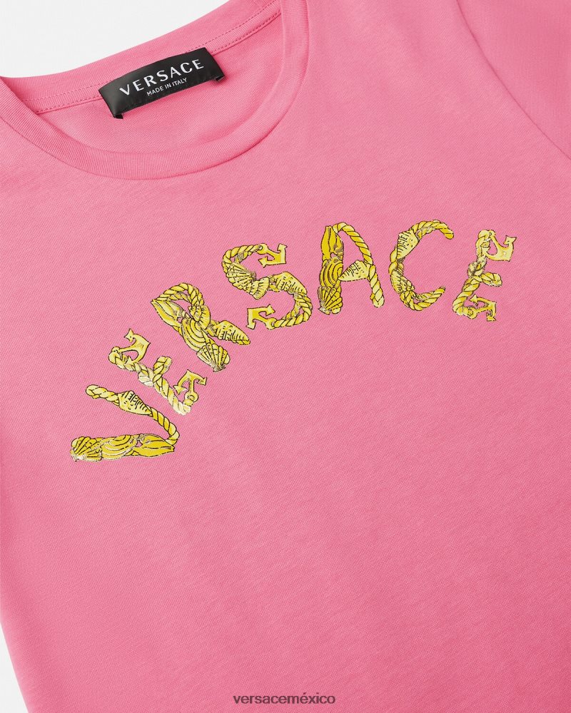 Versace camiseta con logo rosa ropa niños 84626J1932