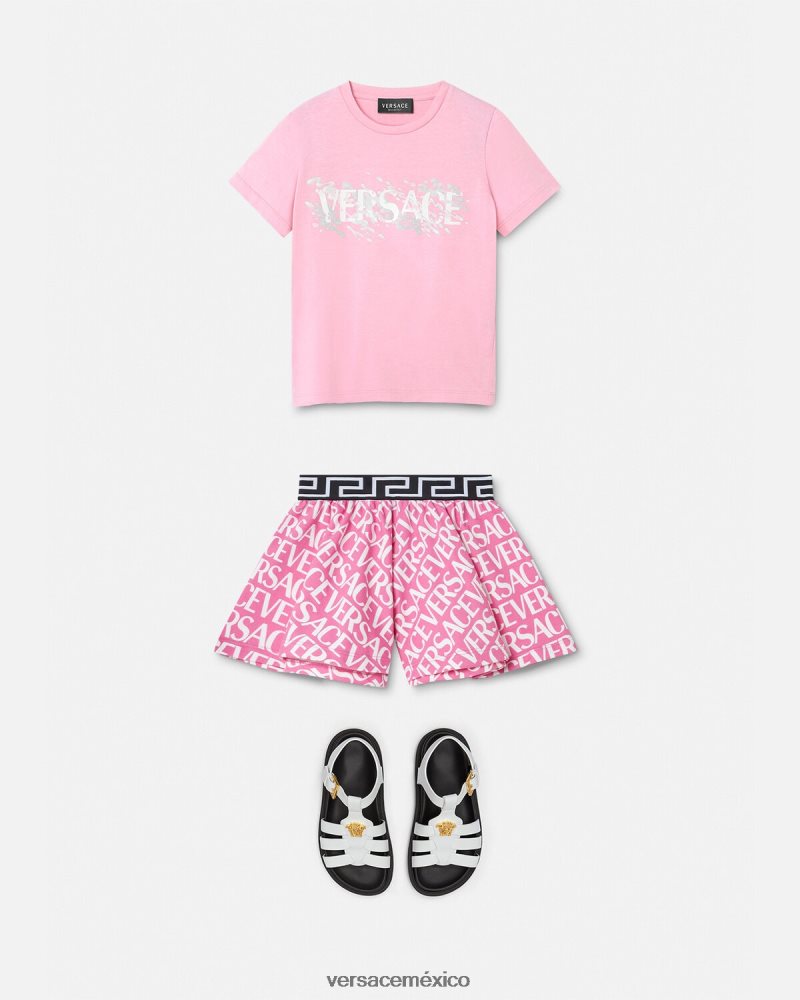 Versace camiseta con logo rosa ropa niños 84626J2011