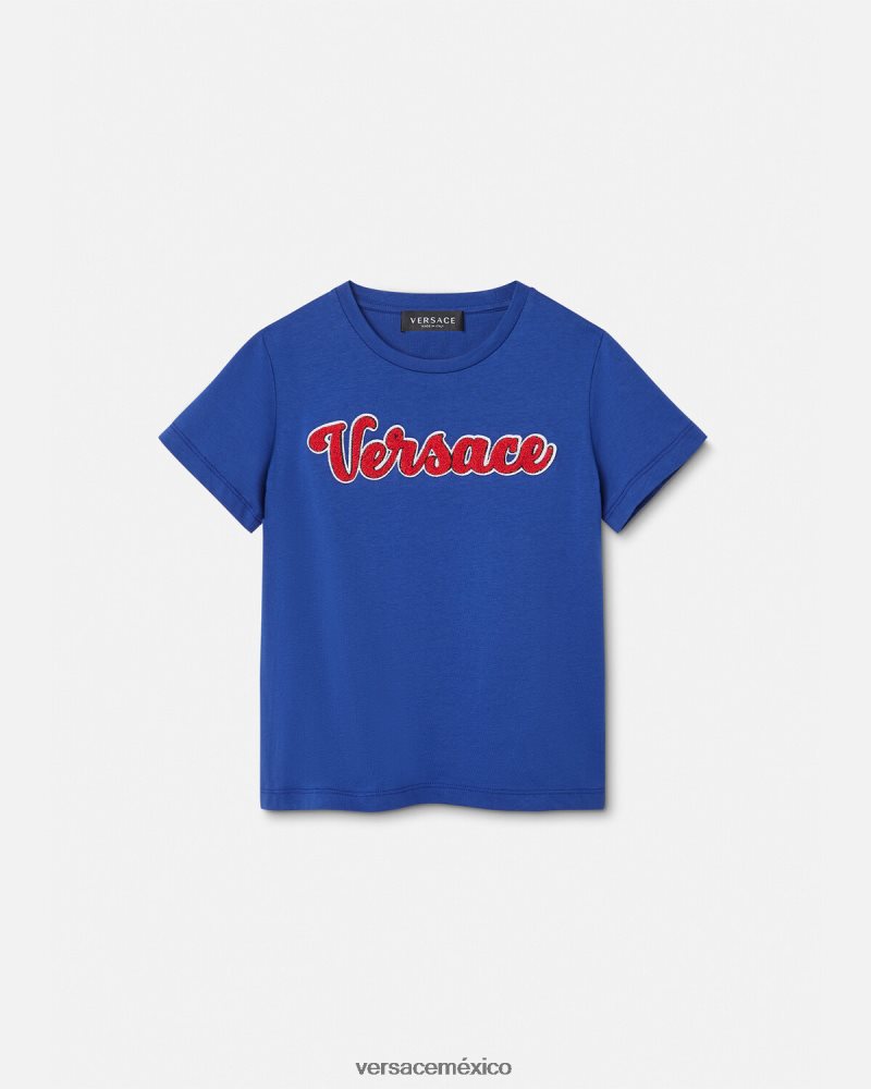 Versace camiseta con logo universitario azul ropa niños 84626J2132