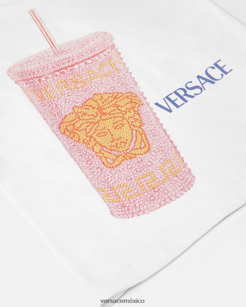 Versace camiseta con logo y taza de viaje blanco y estampado ropa niños 84626J2018