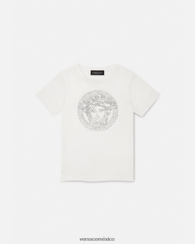 Versace camiseta con medusa de cristal blanco ropa niños 84626J1964