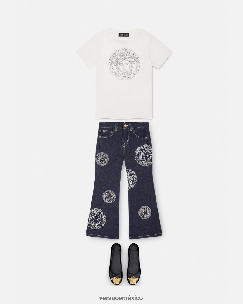 Versace camiseta con medusa de cristal blanco ropa niños 84626J1964