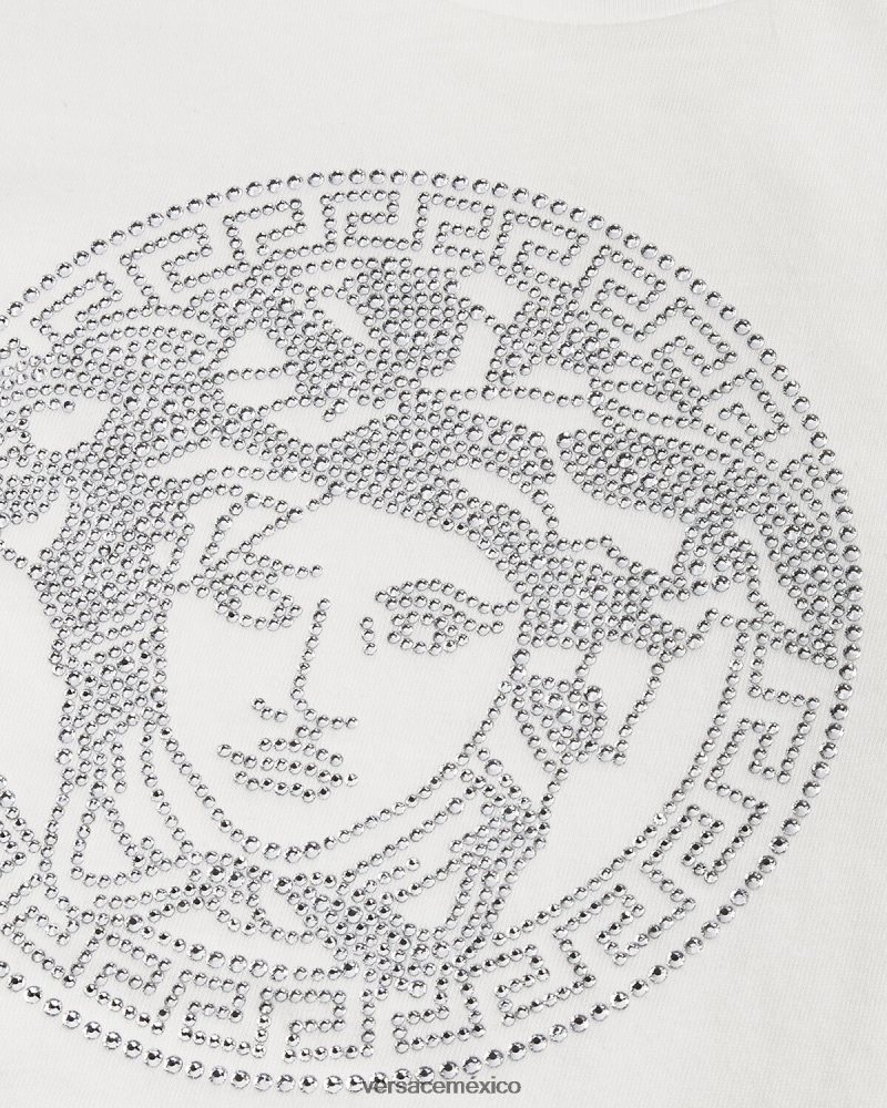 Versace camiseta con medusa de cristal blanco ropa niños 84626J1964