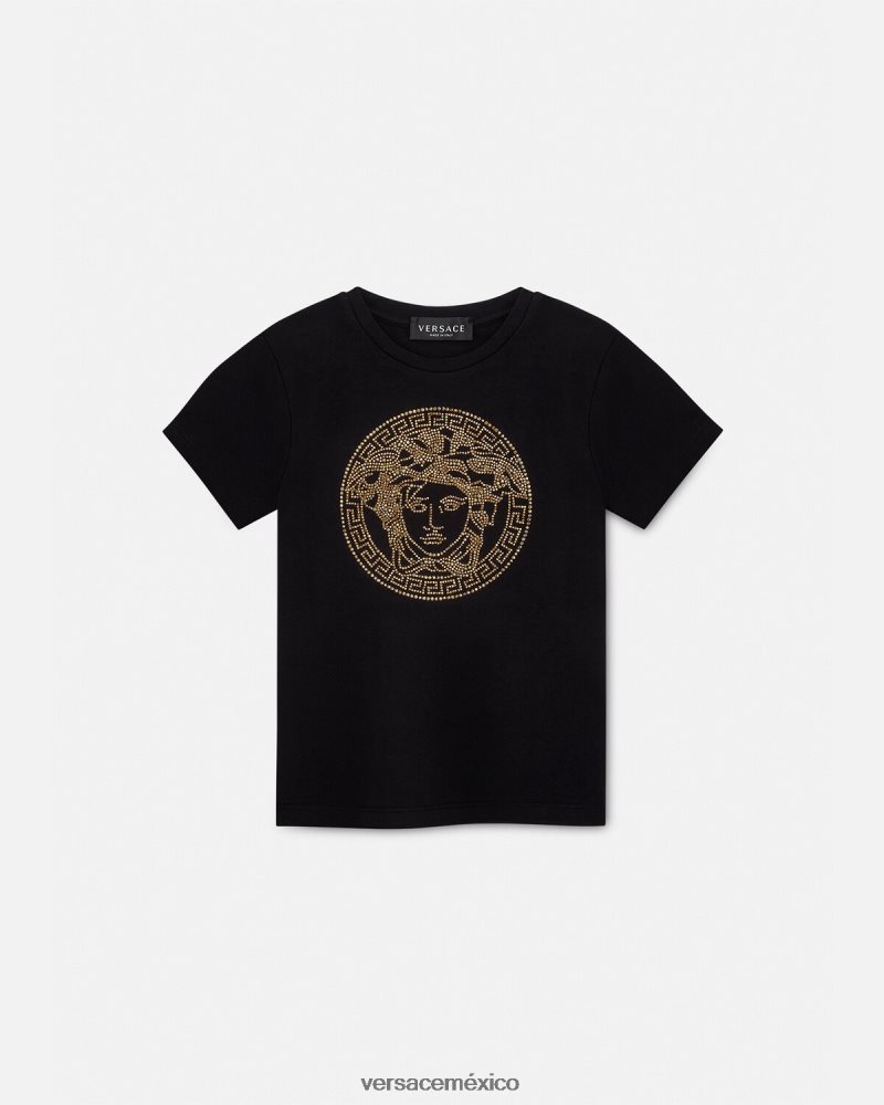 Versace camiseta con medusa de cristal negro ropa niños 84626J1961