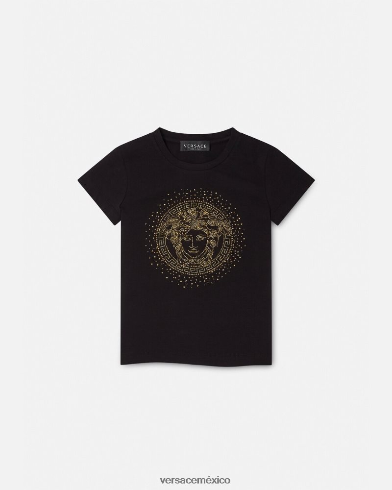 Versace camiseta con tachuelas y medusa negro ropa niños 84626J2025
