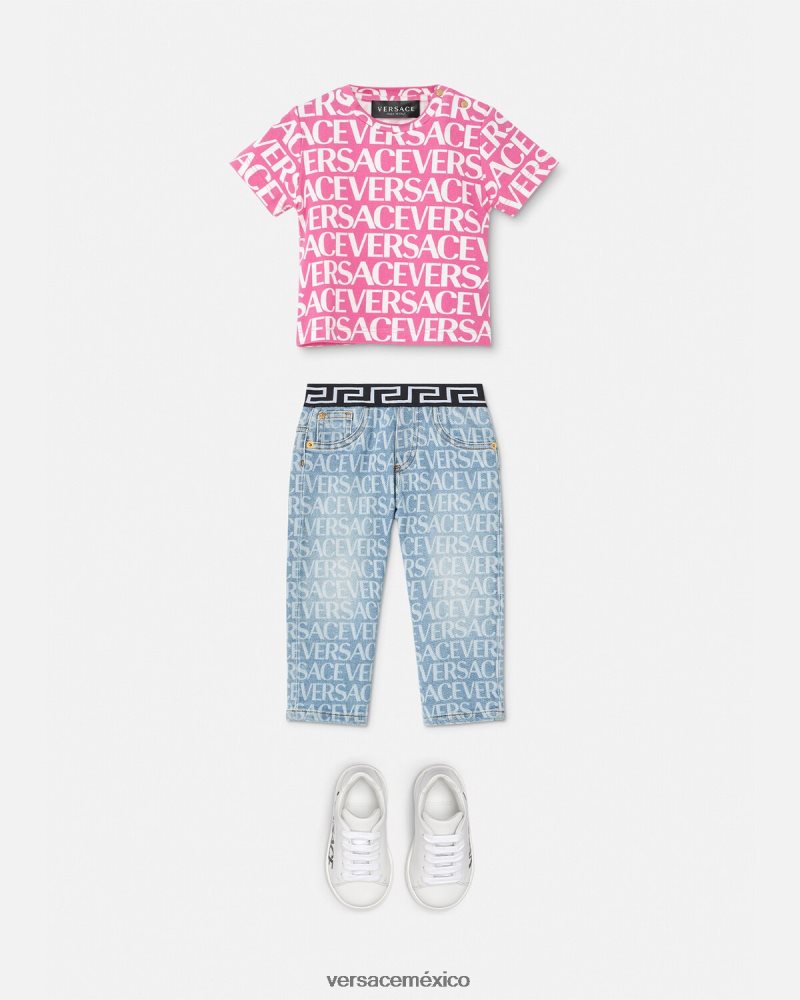 Versace camiseta de bebé por toda la prenda rosa y estampado ropa niños 84626J1920