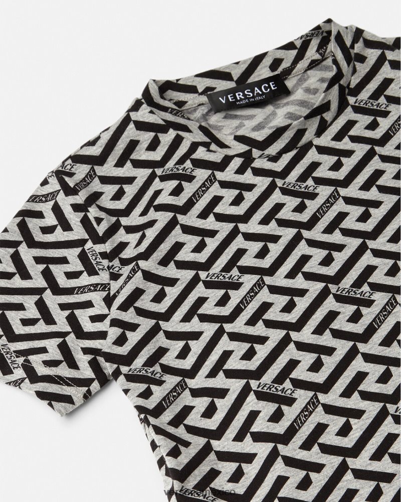 Versace camiseta la greca gris y estampado ropa niños 84626J2115