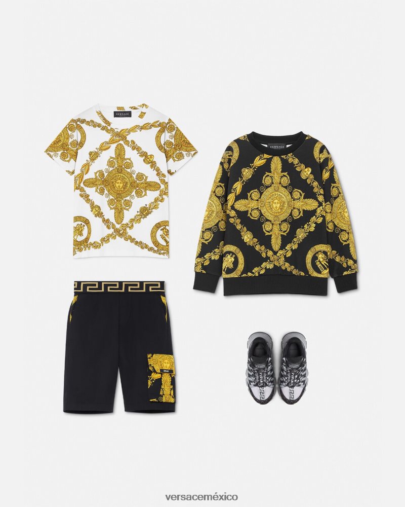 Versace camiseta maschera barroca imprimir ropa niños 84626J2124
