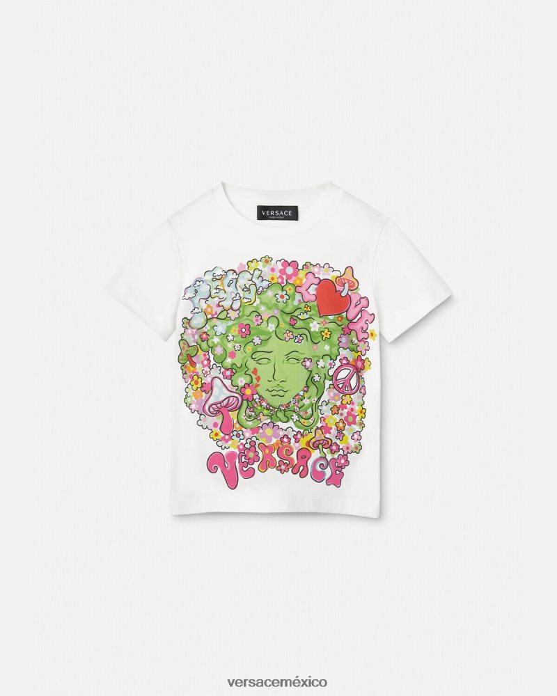 Versace camiseta medusa "paz y amor" blanco y estampado ropa niños 84626J2002