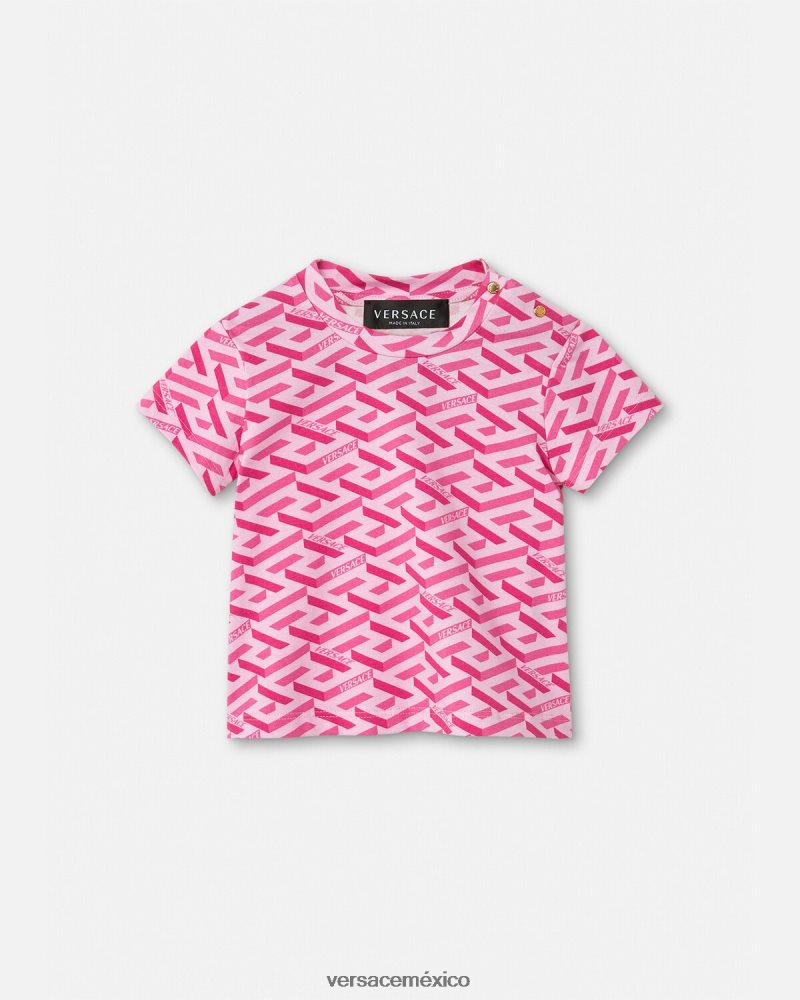 Versace camiseta para bebé la greca rosa ropa niños 84626J1874