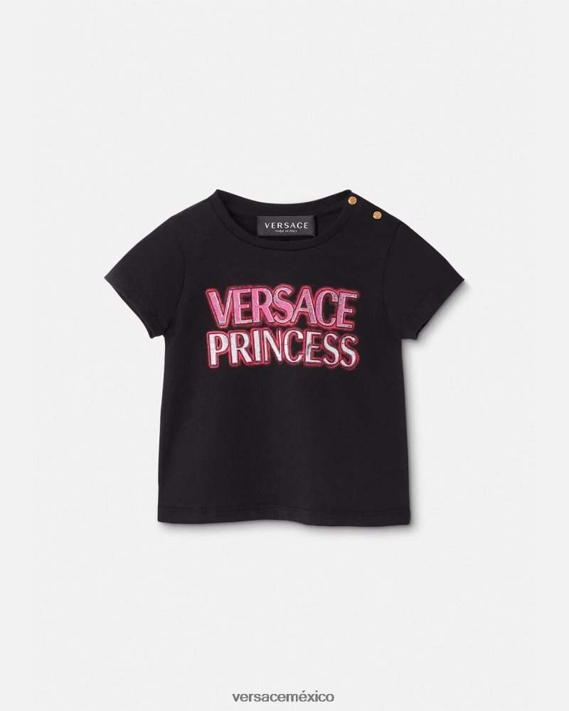 Versace camiseta para bebé logo "princesa" negro ropa niños 84626J1867