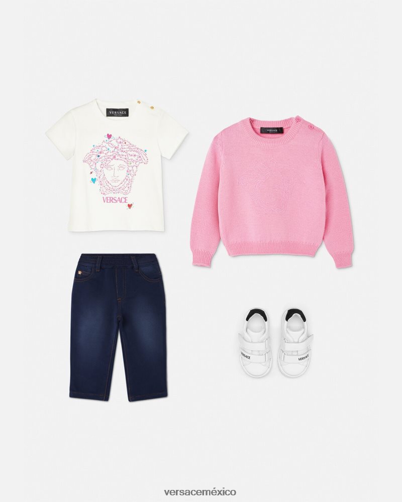 Versace camiseta para bebé medusa blanco y estampado ropa niños 84626J1853