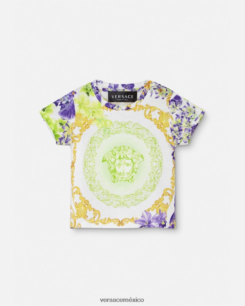 Versace camiseta para bebé orquídea medusa blanco y estampado ropa niños 84626J1866