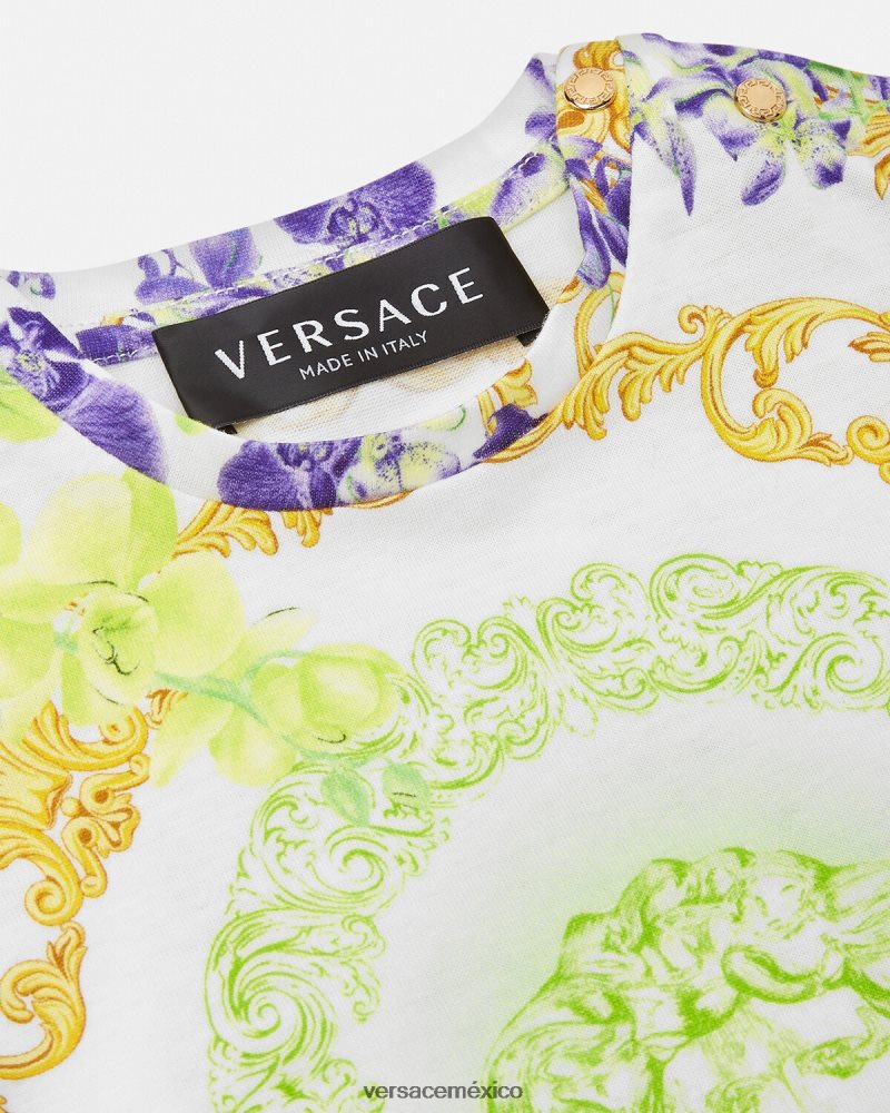 Versace camiseta para bebé orquídea medusa blanco y estampado ropa niños 84626J1866