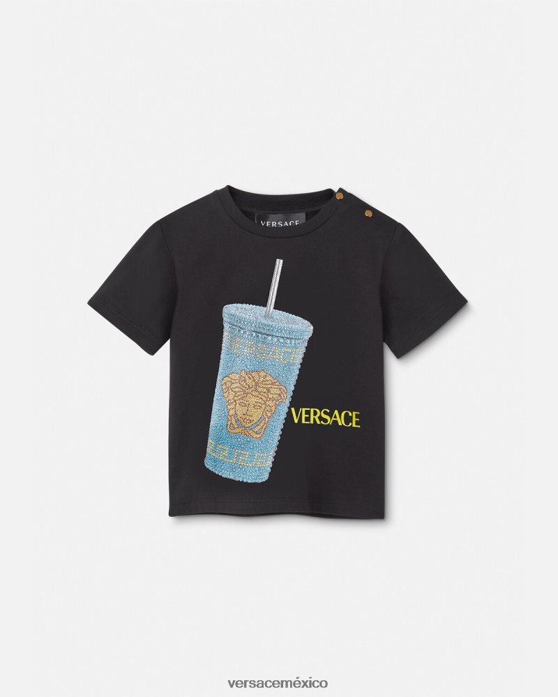 Versace taza de viaje camiseta para bebé negro y estampado ropa niños 84626J1925