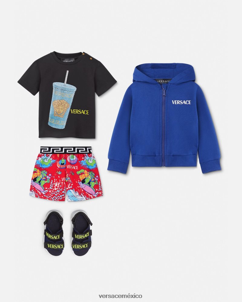 Versace taza de viaje camiseta para bebé negro y estampado ropa niños 84626J1925