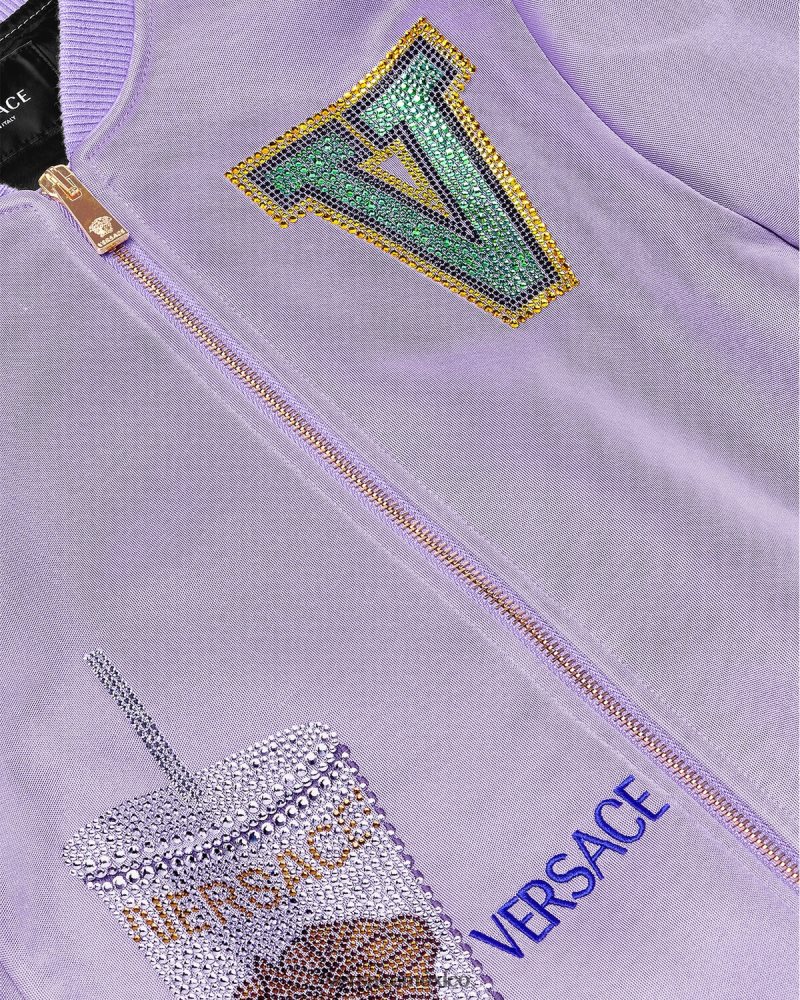 Versace chaqueta bomber con logo lila ropa niños 84626J2016