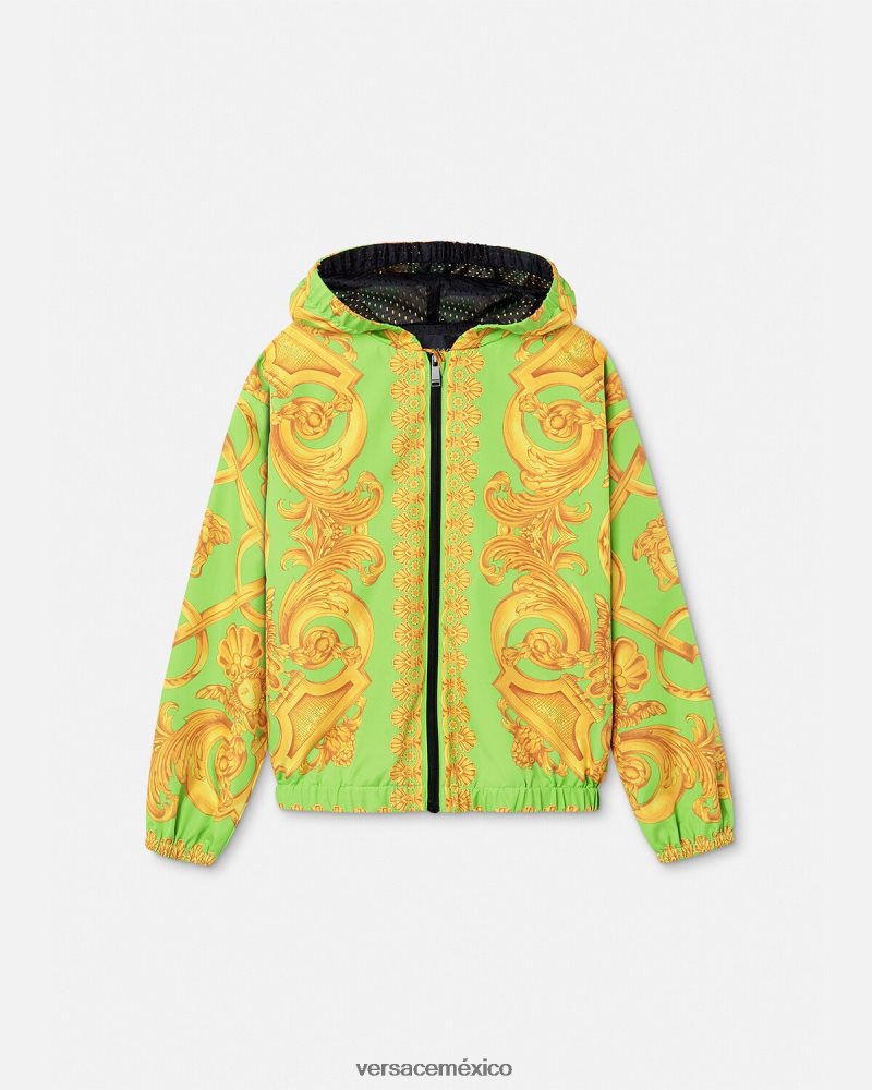 Versace chaqueta cortavientos barroco 660 oro y verde ropa niños 84626J2109