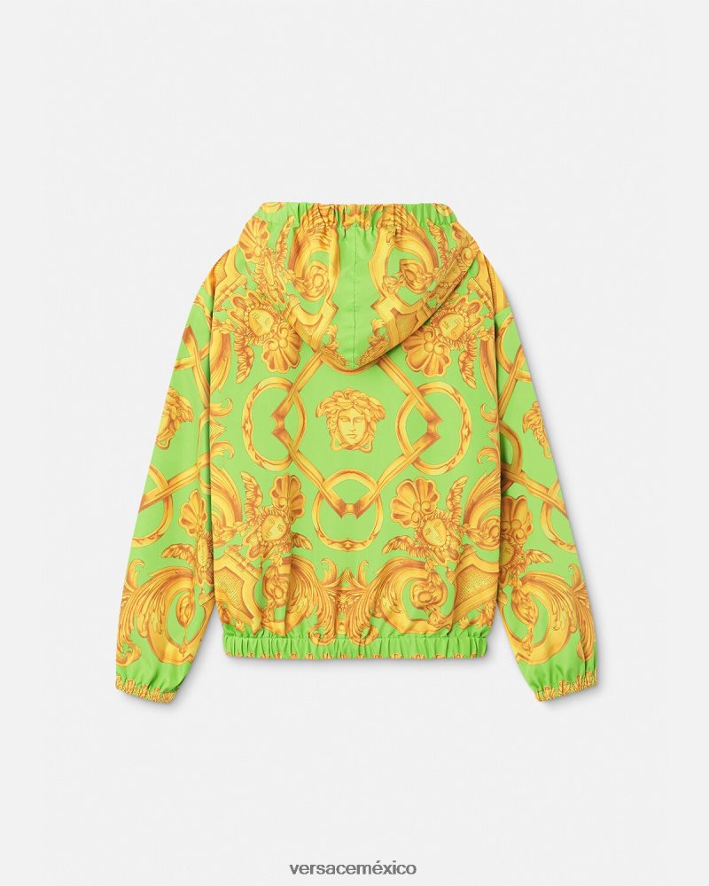 Versace chaqueta cortavientos barroco 660 oro y verde ropa niños 84626J2109