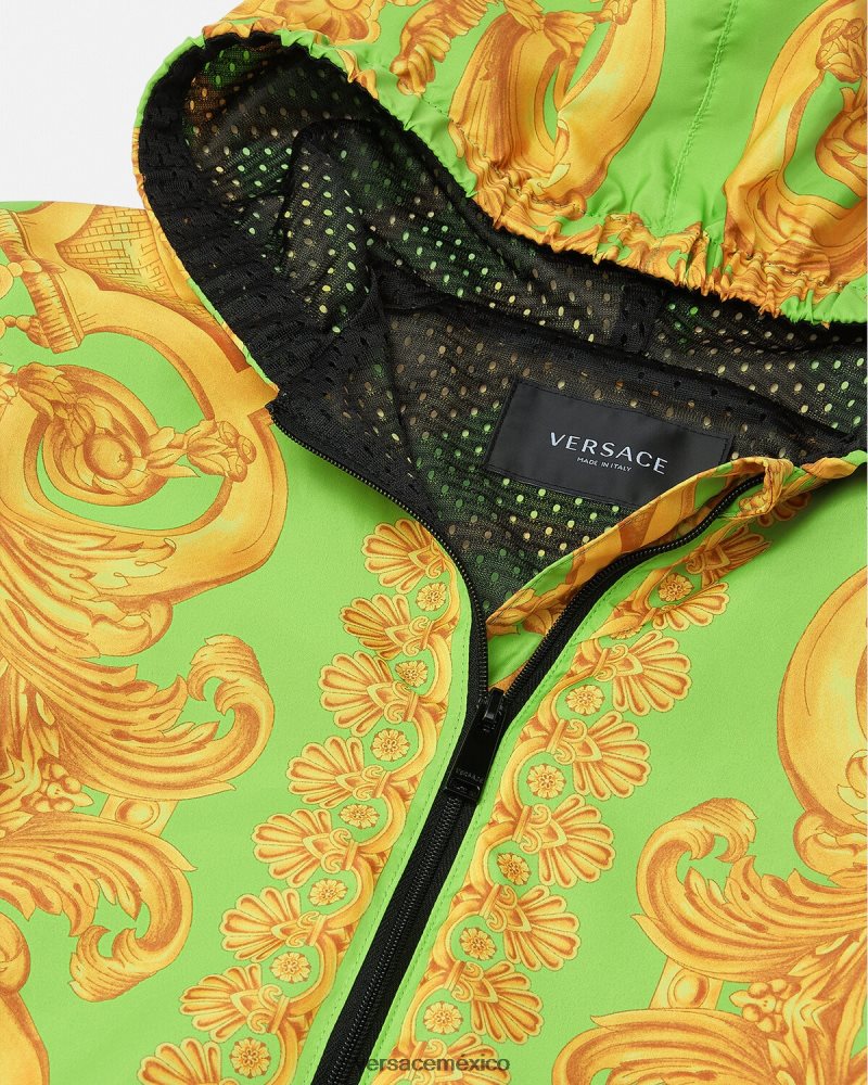Versace chaqueta cortavientos barroco 660 oro y verde ropa niños 84626J2109