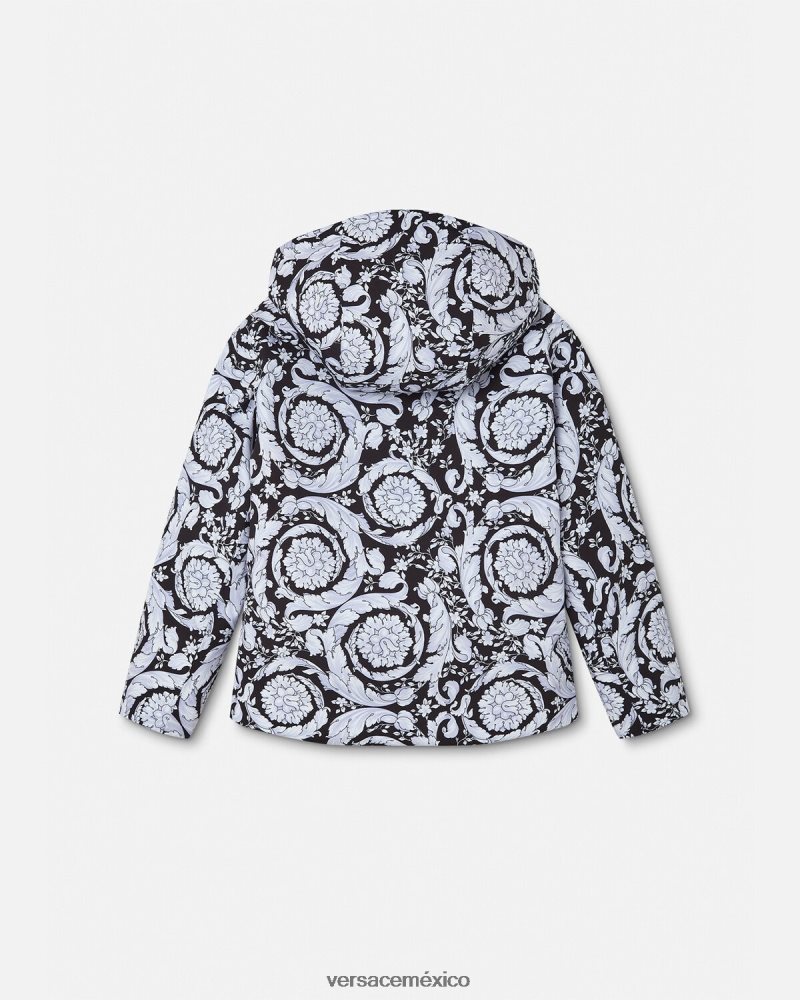 Versace chaqueta de esquí barroca plateada negro y gris ropa niños 84626J1952