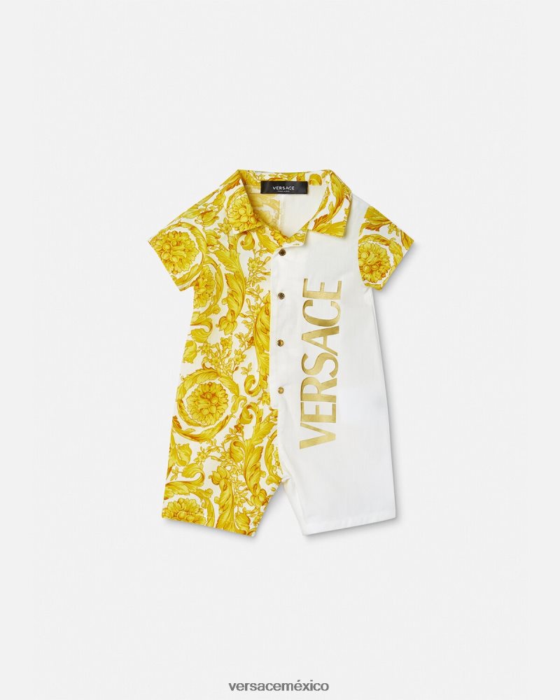 Versace mameluco de bebé barroco Oro blanco ropa niños 84626J1819