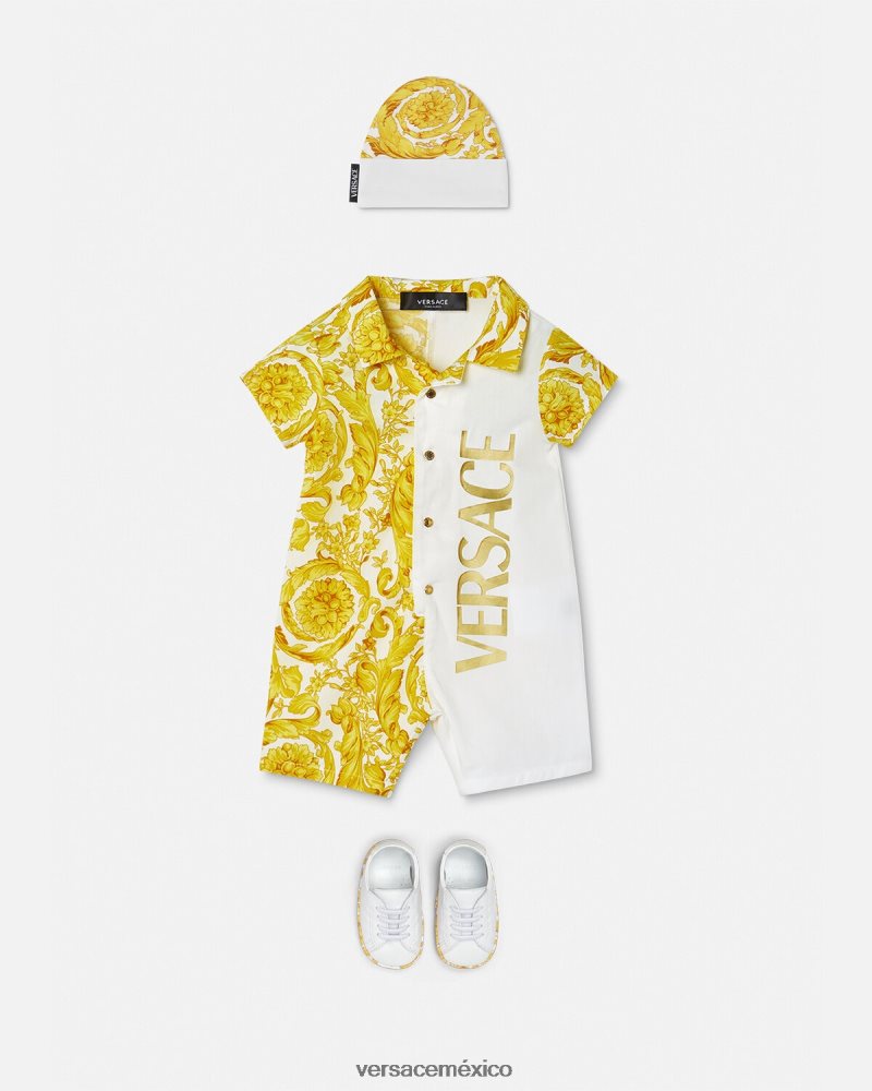 Versace mameluco de bebé barroco Oro blanco ropa niños 84626J1819