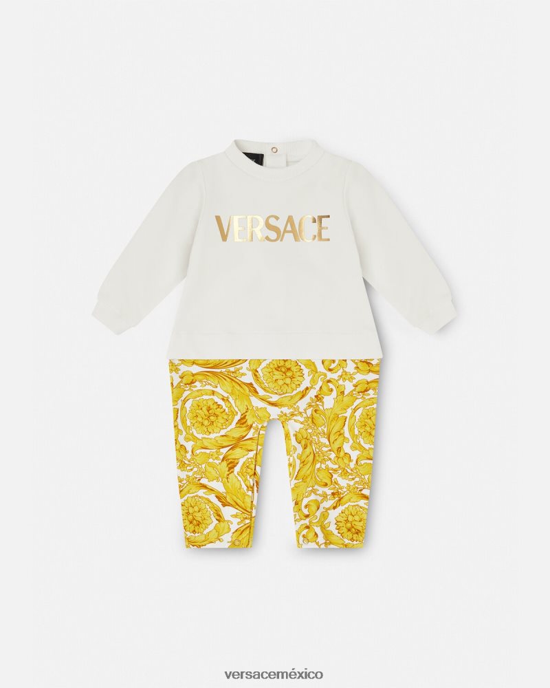 Versace mameluco de bebé barroco Oro blanco ropa niños 84626J1821