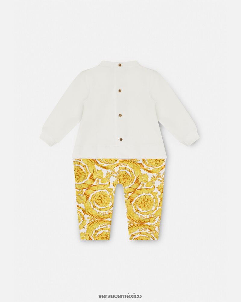 Versace mameluco de bebé barroco Oro blanco ropa niños 84626J1821