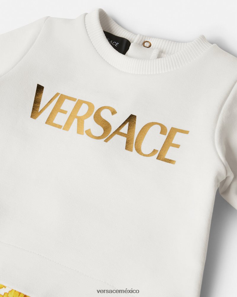 Versace mameluco de bebé barroco Oro blanco ropa niños 84626J1821
