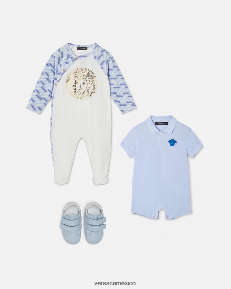 Versace mameluco del bebé de la medusa azul claro ropa niños 84626J1833
