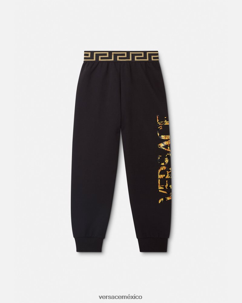 Versace pantalones de chándal con logo barroco negro ropa niños 84626J1993
