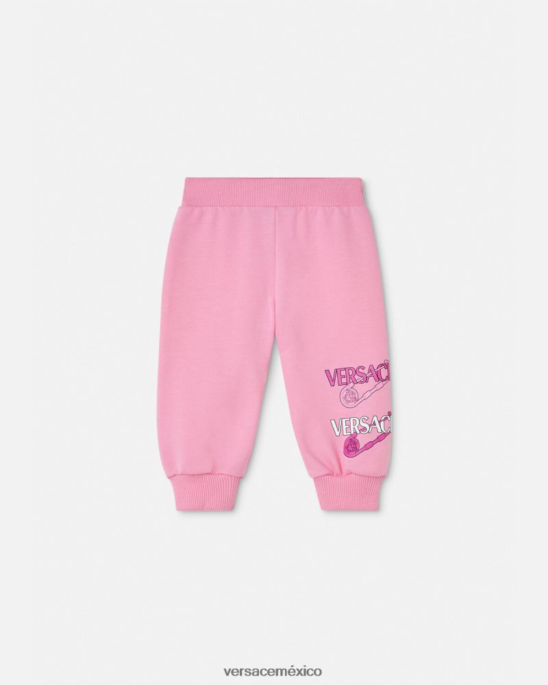 Versace pantalones de chándal de bebé con imperdible rosa ropa niños 84626J1917