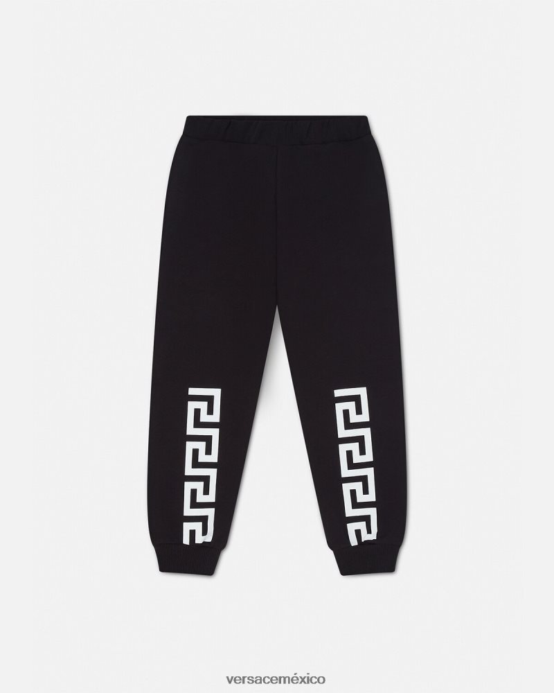 Versace pantalones deportivos con greca negro ropa niños 84626J2099