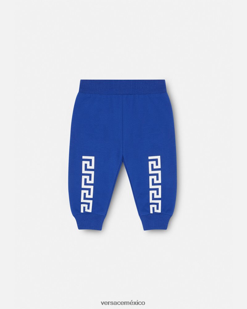 Versace pantalones deportivos con greca para bebé azul ropa niños 84626J1890