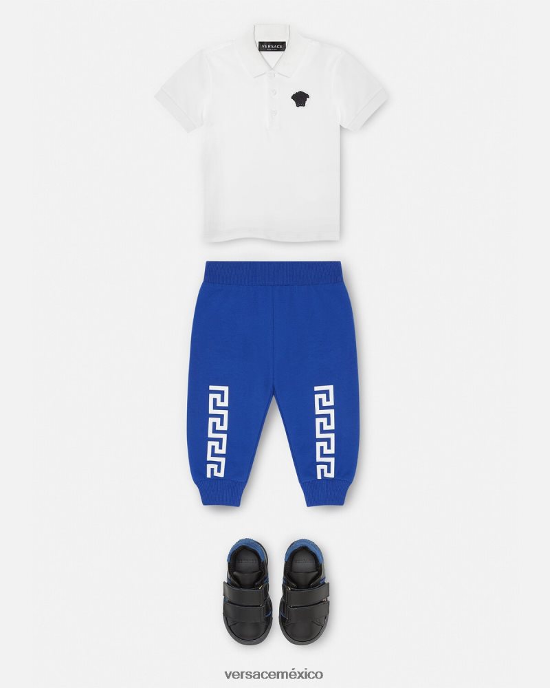Versace pantalones deportivos con greca para bebé azul ropa niños 84626J1890