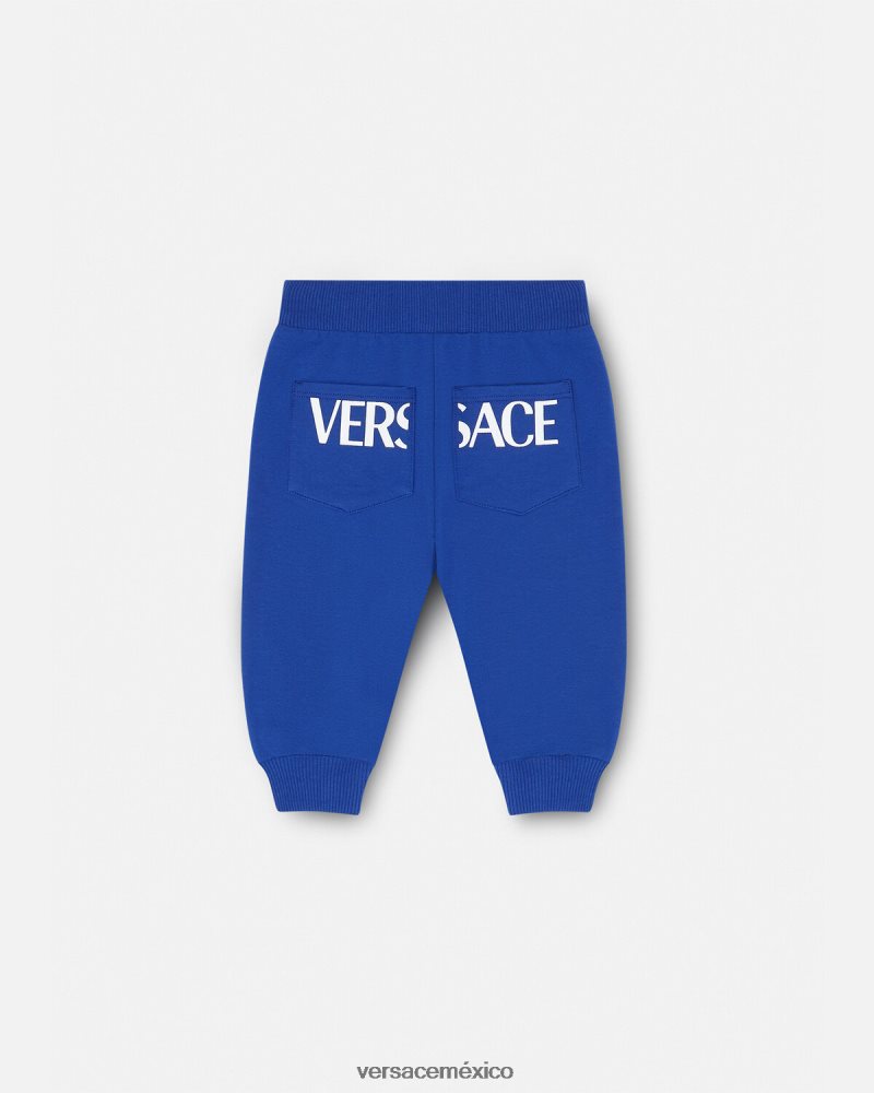 Versace pantalones deportivos con greca para bebé azul ropa niños 84626J1890