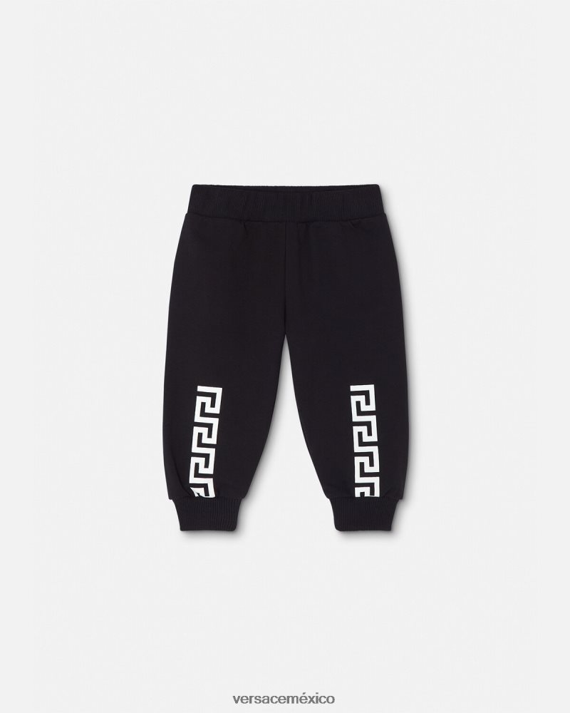 Versace pantalones deportivos con greca para bebé negro ropa niños 84626J1907