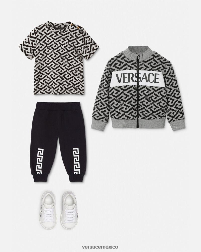 Versace pantalones deportivos con greca para bebé negro ropa niños 84626J1907