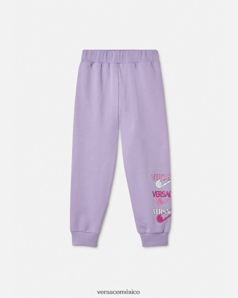 Versace pantalones deportivos con imperdible lila ropa niños 84626J2019