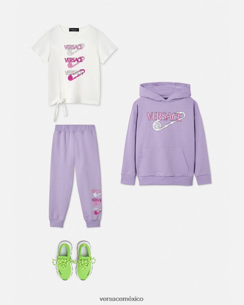 Versace pantalones deportivos con imperdible lila ropa niños 84626J2019