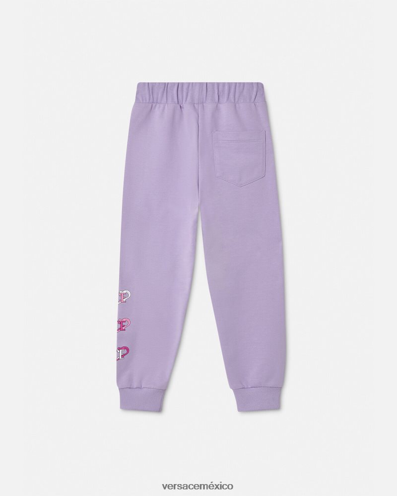 Versace pantalones deportivos con imperdible lila ropa niños 84626J2019