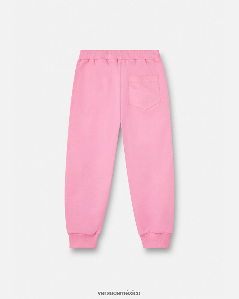 Versace pantalones deportivos con logo de cristal rosa ropa niños 84626J2023