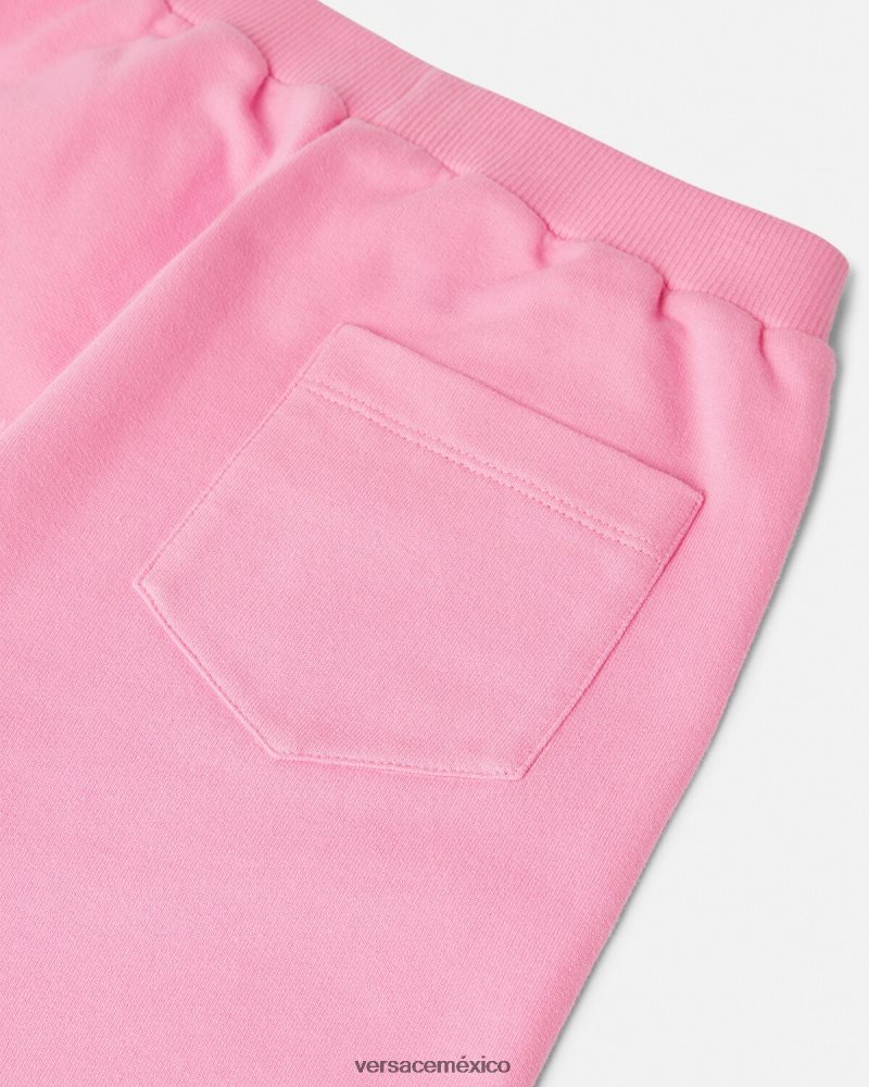Versace pantalones deportivos con logo de cristal rosa ropa niños 84626J2023