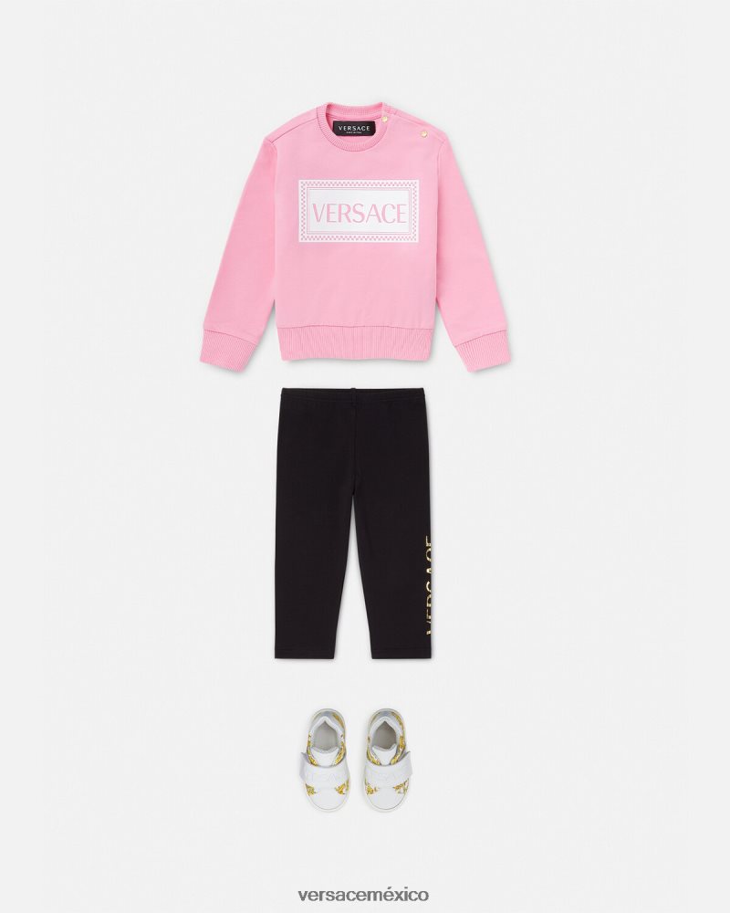 Versace pantalones deportivos con logo para bebé negro ropa niños 84626J1864