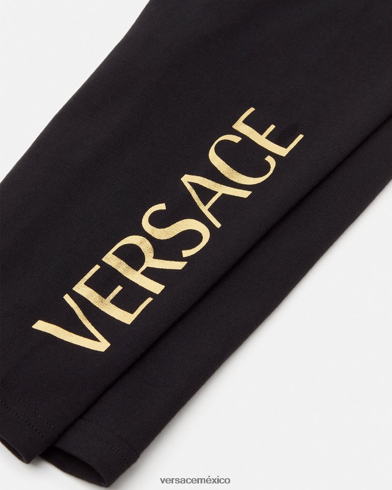 Versace pantalones deportivos con logo para bebé negro ropa niños 84626J1864