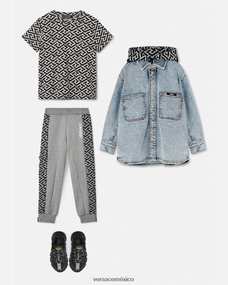 Versace pantalones deportivos la greca gris ropa niños 84626J2114